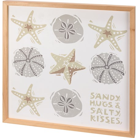Sandy Hugs & Salty Kisses Inset Box Sign - Wood