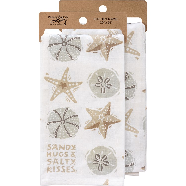 Sandy Hugs Salty Kisses Kitchen Towel - Cotton, Linen
