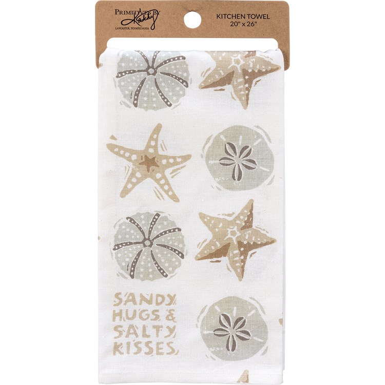 Sandy Hugs Salty Kisses Kitchen Towel - Cotton, Linen