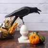 Sitter - Cawing Crow On Finial - 12.50" x 11.75" x 4" - Wood, Metal