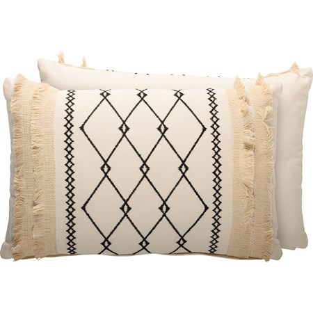Pillow - Cream Diamond - 19" x 12" - Cotton, Zipper