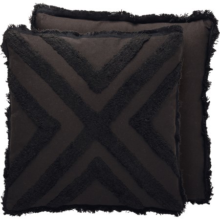 Pillow - Black Fringe - 20" x 20" - Cotton, Zipper