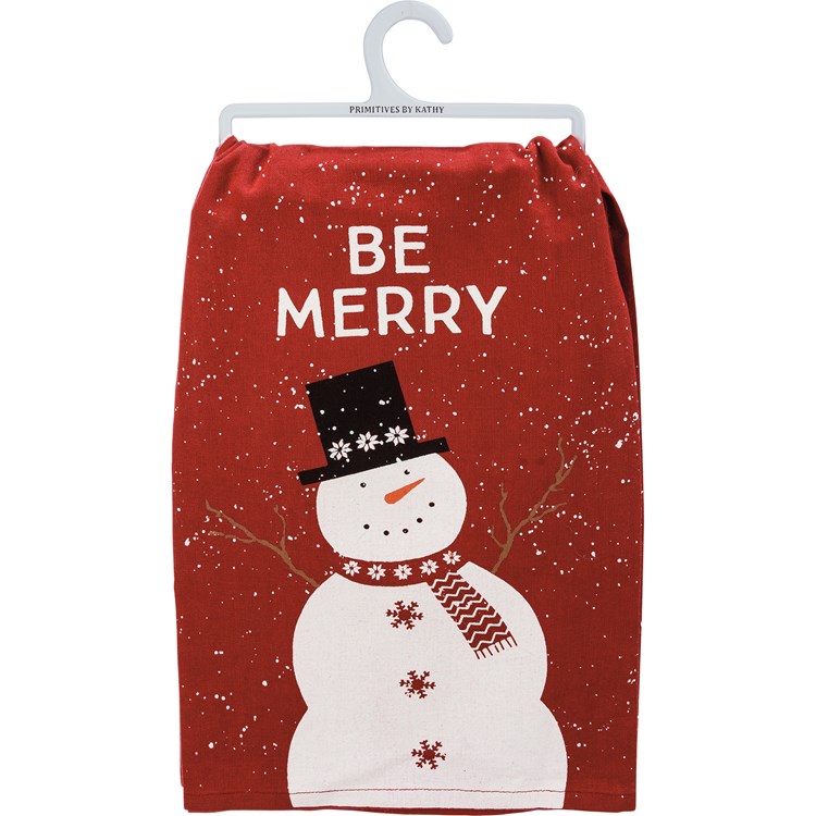 Be Merry Snowman Kitchen Towel - Cotton