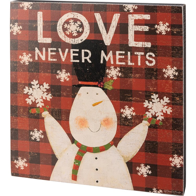 Love Never Melts Box Sign - Wood, Paper
