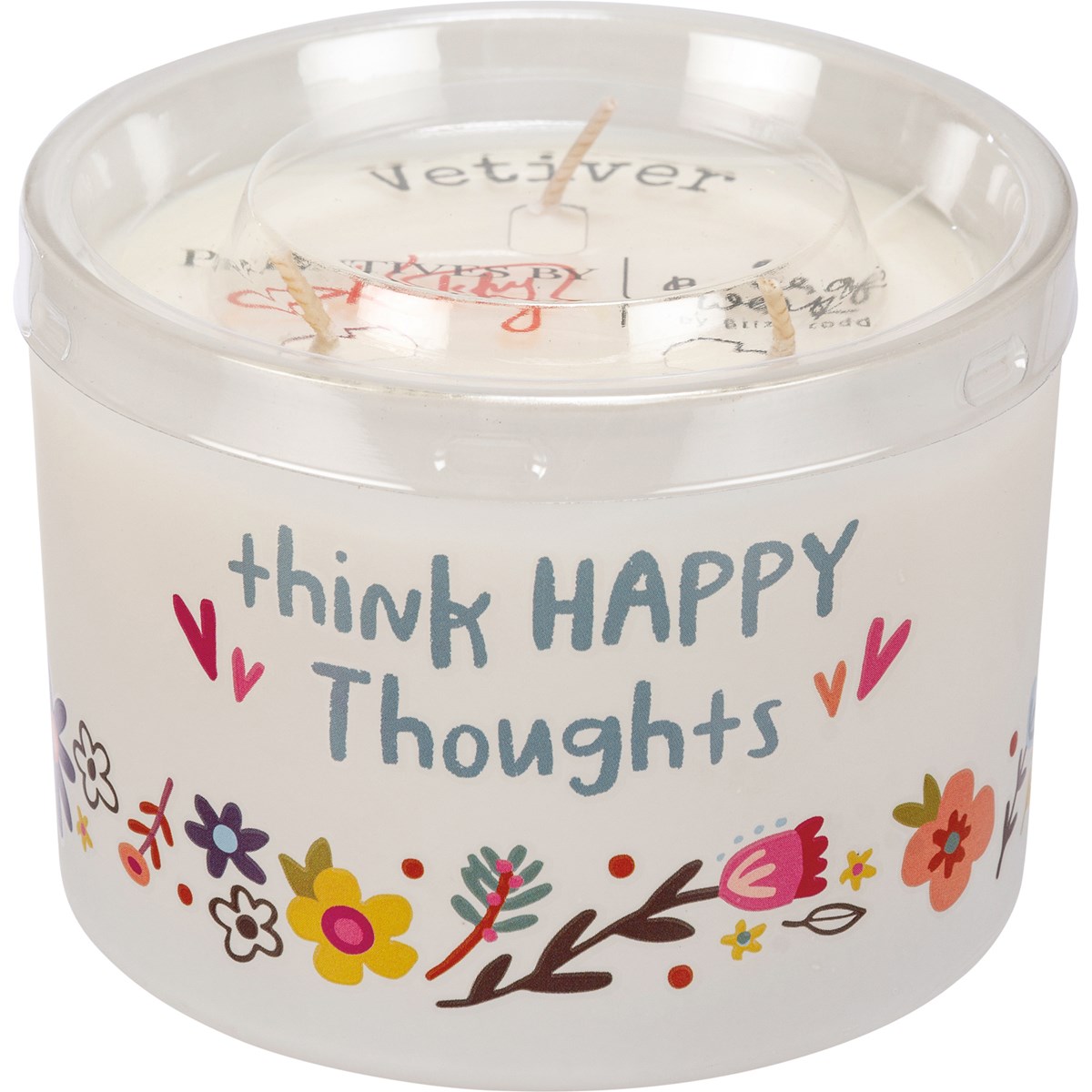Think Happy Thoughts Candle - Soy Wax, Glass, Cotton