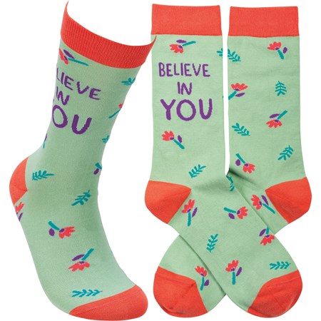 Socks - Believe In You - One Size Fits Most - Cotton, Nylon, Spandex
