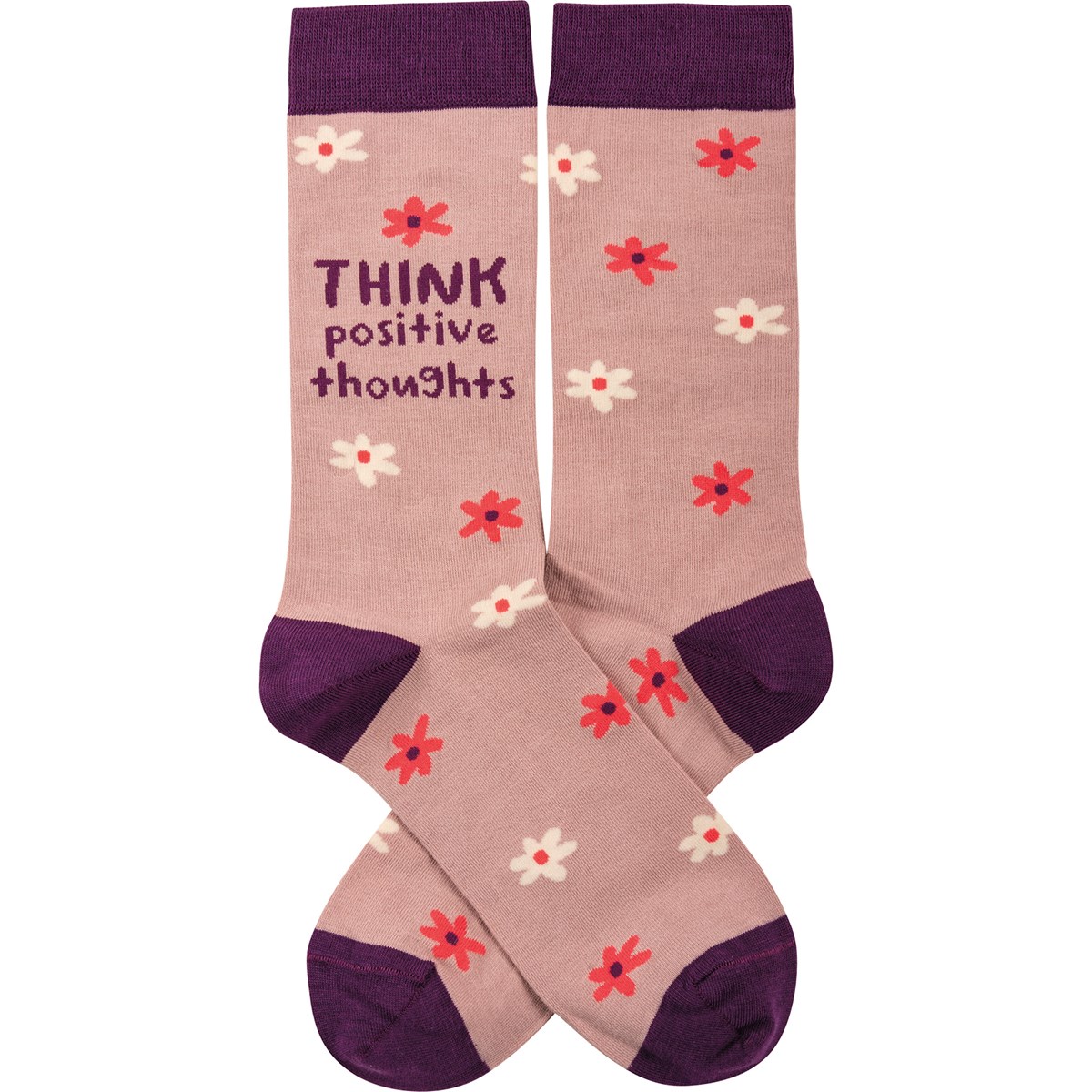 Think Positive Thoughts Socks - Cotton, Nylon, Spandex