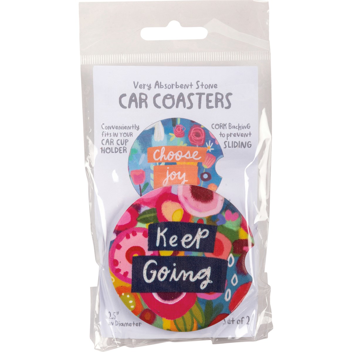 Keep Going Car Coasters - Stone, Cork