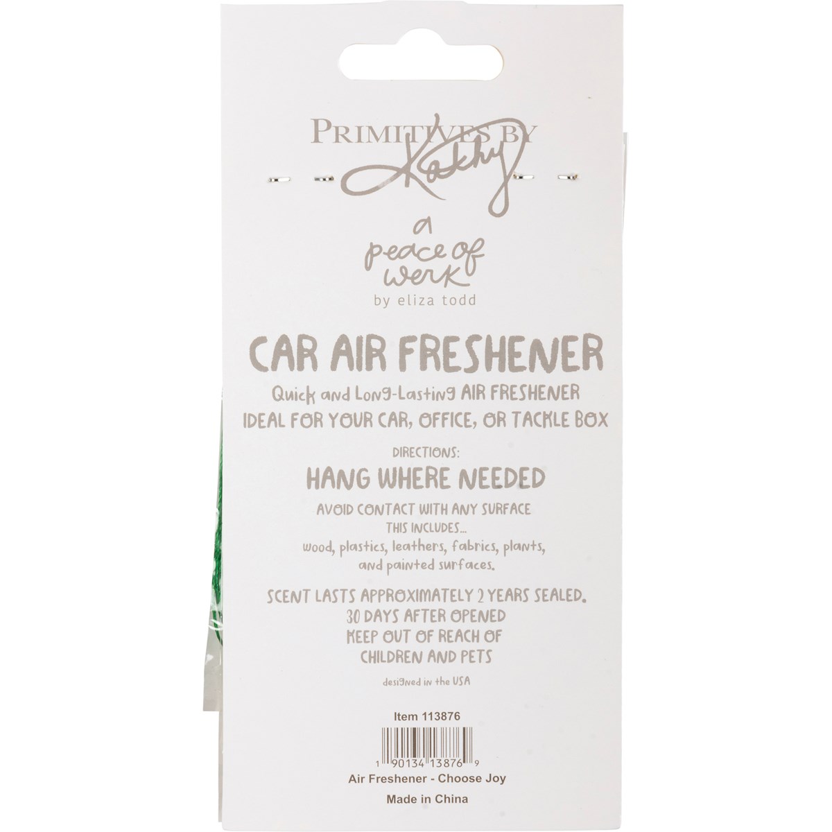 Air Freshener - Choose Joy - 2.75" x 5", Card: 3" x 6.25" - Paper, String, Wood