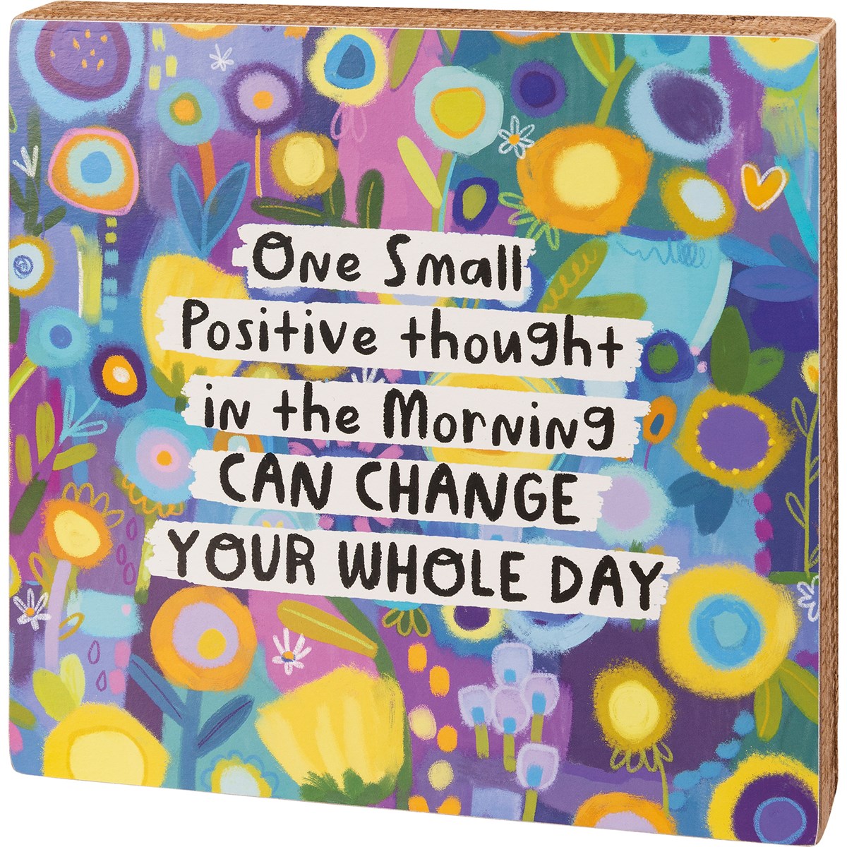 Positive Thought In The Morning Box Sign - Wood, Paper