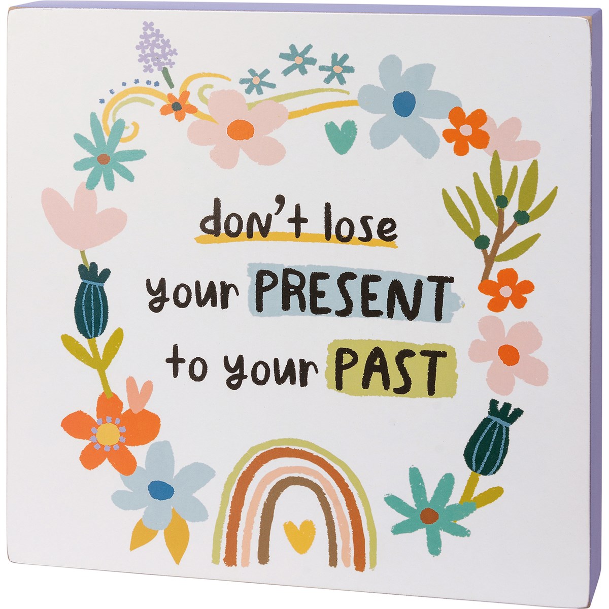Don't Lose Your Present To Your Past Box Sign - Wood, Paper