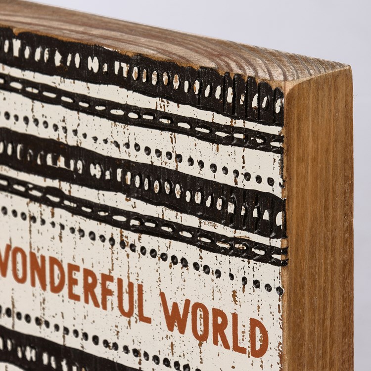 Wonderful World Block Sign - Wood
