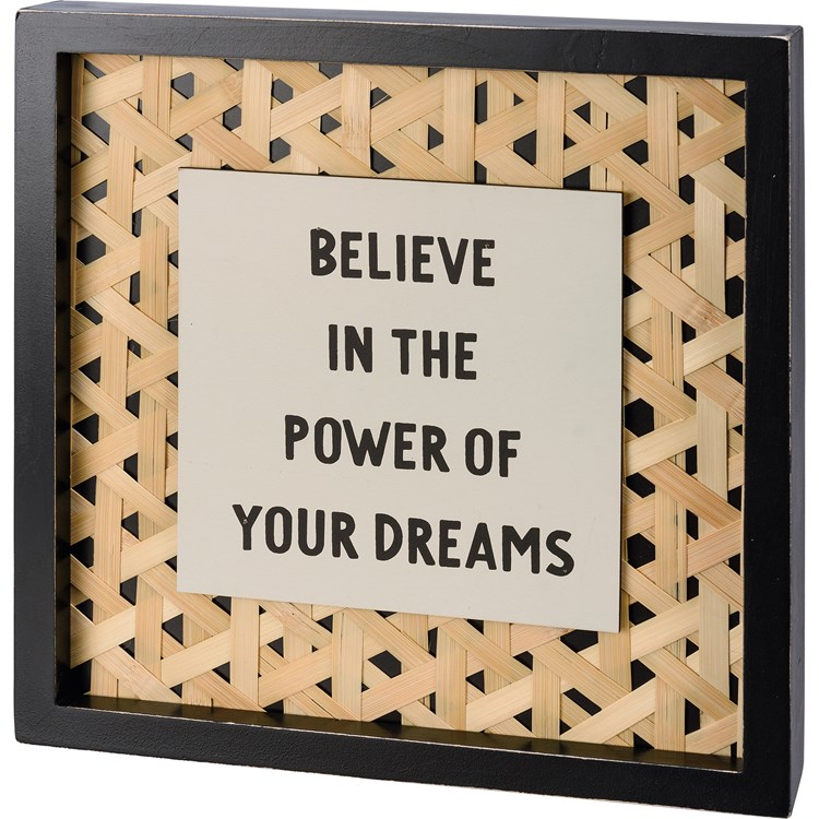 The Power Of Your Dreams Inset Box Sign - Wood, Rattan