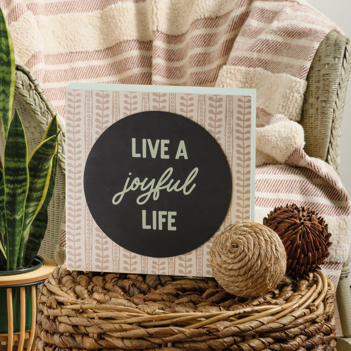 Live A Joyful Life Box Sign - Wood