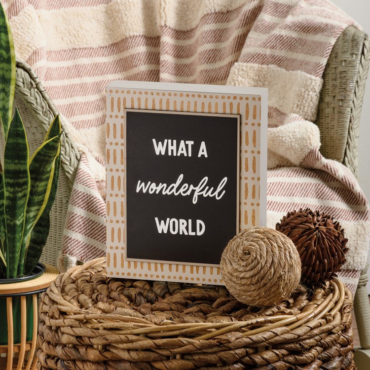 Wonderful World Box Sign - Wood