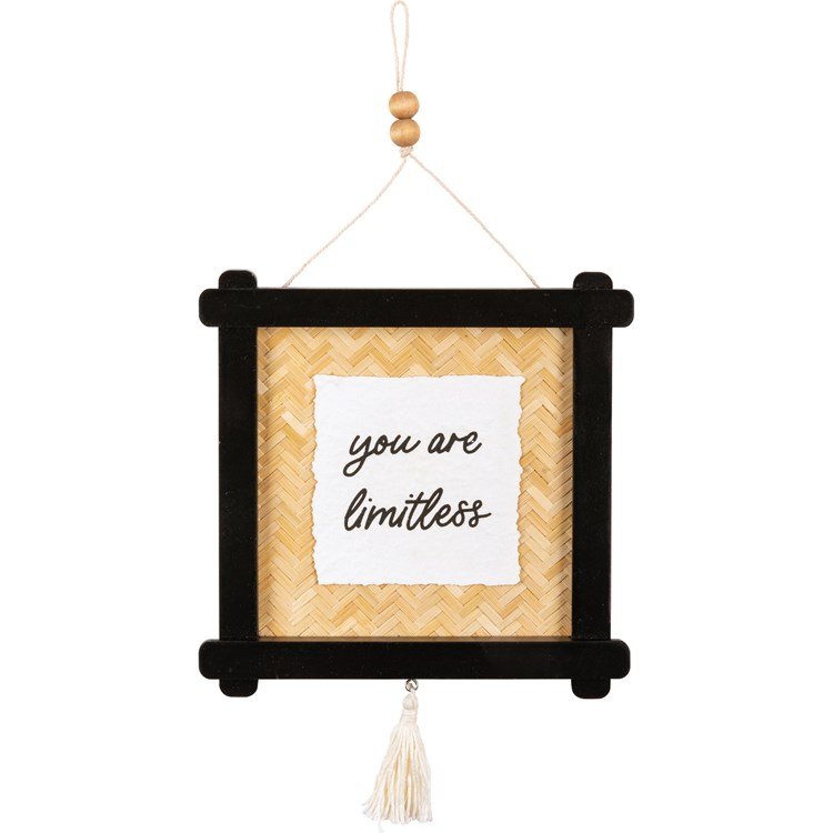 Ornament - You Are Limitless - 6.50" x 6.50" x 0.25" - Wood, Rattan, Paper, Fabric