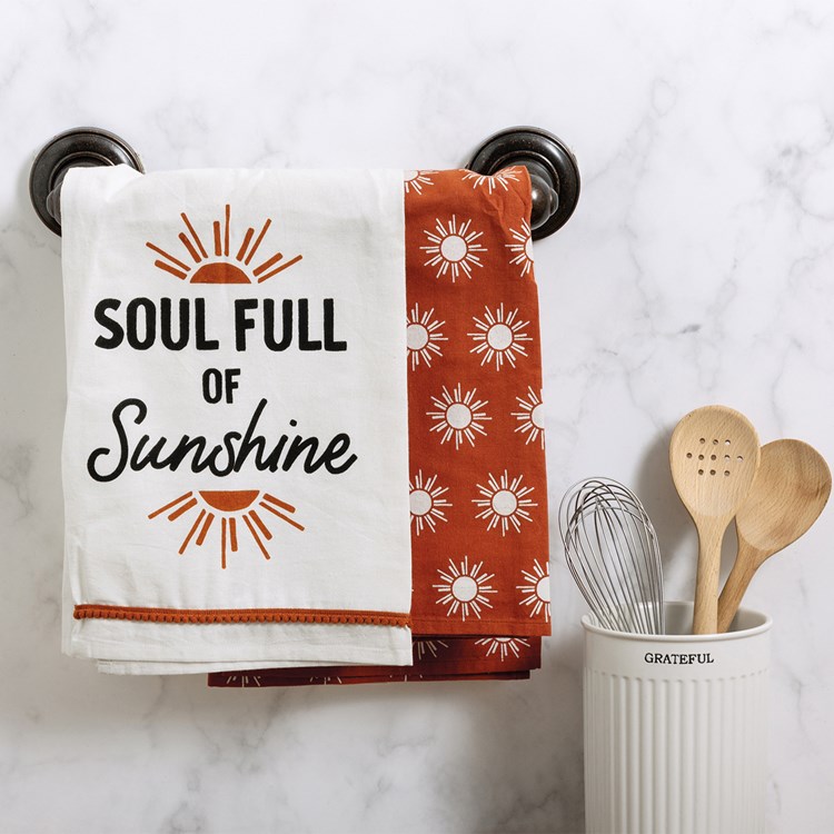 Soul Full Of Sunshine Kitchen Towel Set - Cotton, Ribbon