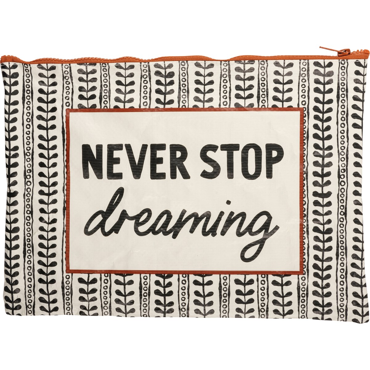 Never Stop Dreaming Zipper Folder - Post-Consumer Material, Plastic, Metal