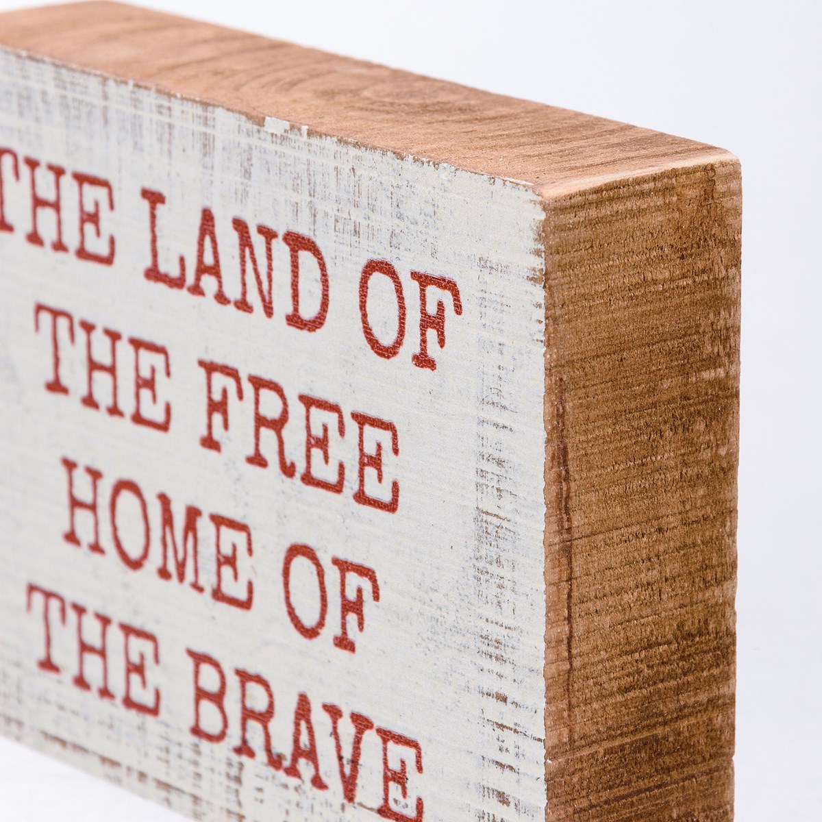 Land Of The Free Home Of The Brave Block Sign - Wood