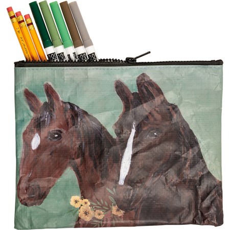 Horses Zipper Pouch - Post-Consumer Material, Plastic, Metal