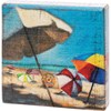 Beach Umbrellas Block Sign - Wood