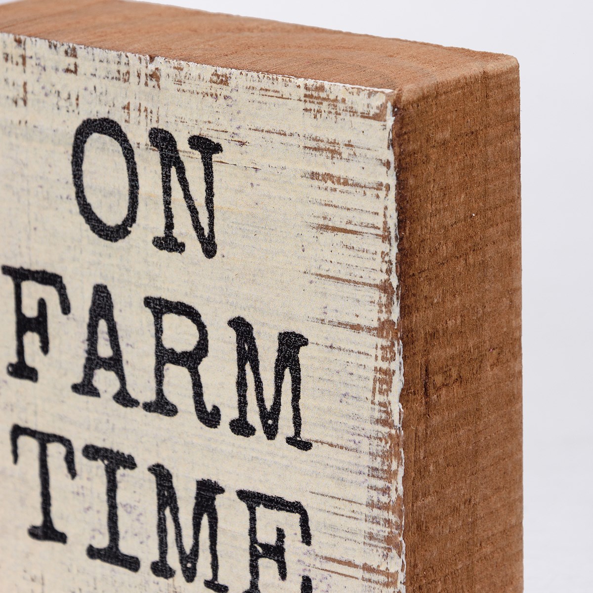 On Farm Time Block Sign - Wood