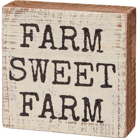 Block Sign - Farm Sweet Farm - 3" x 3" x 1" - Wood