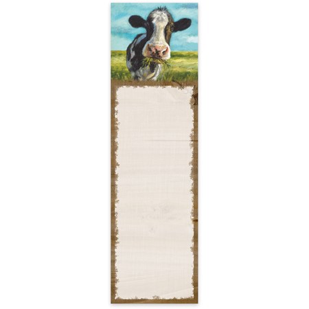 List Pad - Cow With A Mouthful - 2.75" x 9.50" x 0.25" - Paper, Magnet