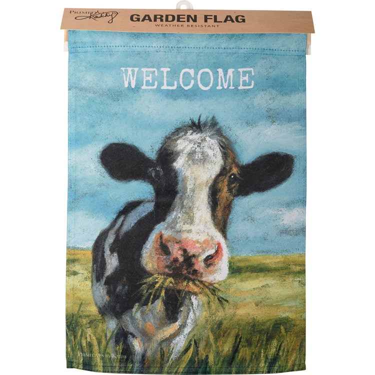 Welcome Cow Garden Flag - Polyester