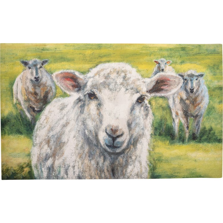 Rug - Friendly Sheep - 34" x 20" - Polyester, PVC skid-resistant backing
