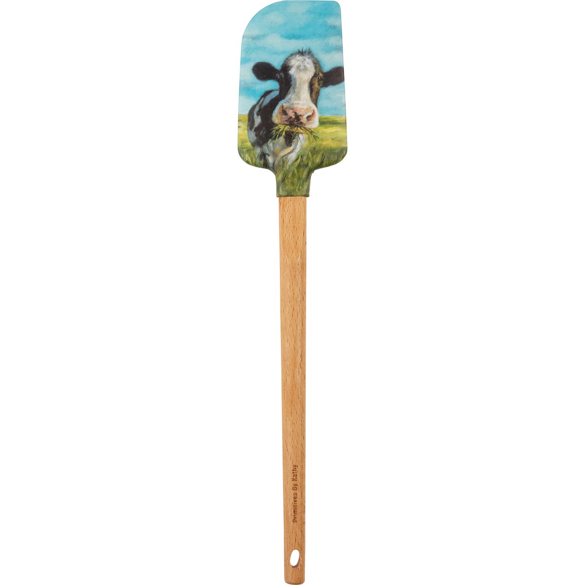 Spatula - Cow With A Mouthful - 2.50" x 13" x 0.50" - Silicone, Wood