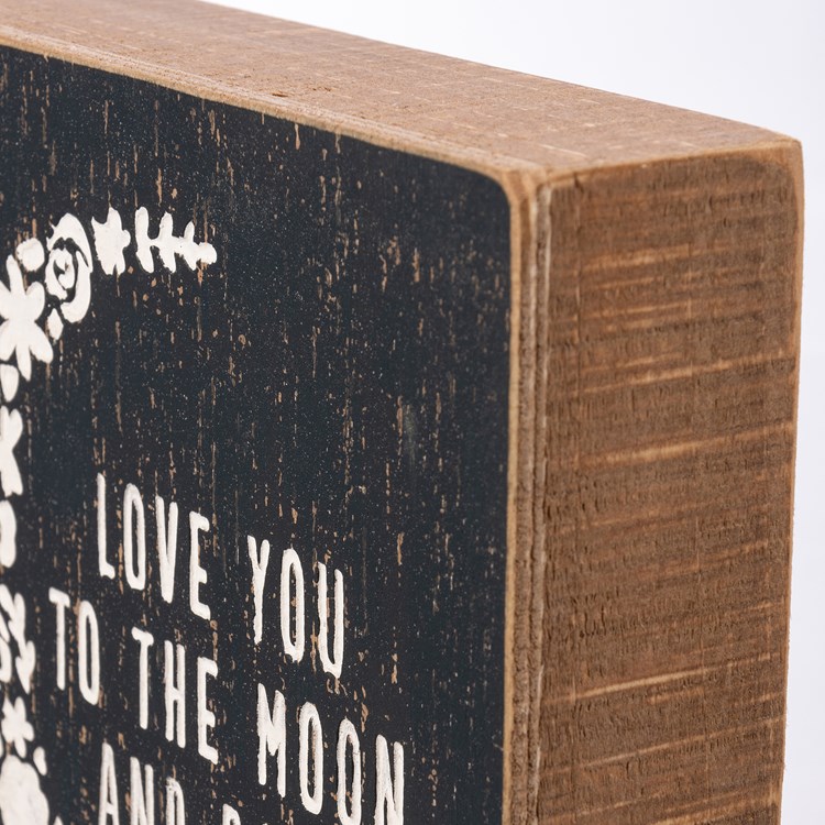 Love You To The Moon And Back Inset Box Sign - Wood