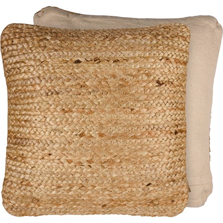Pillow - Natural - 18" x 18" - Cotton, Jute, Zipper