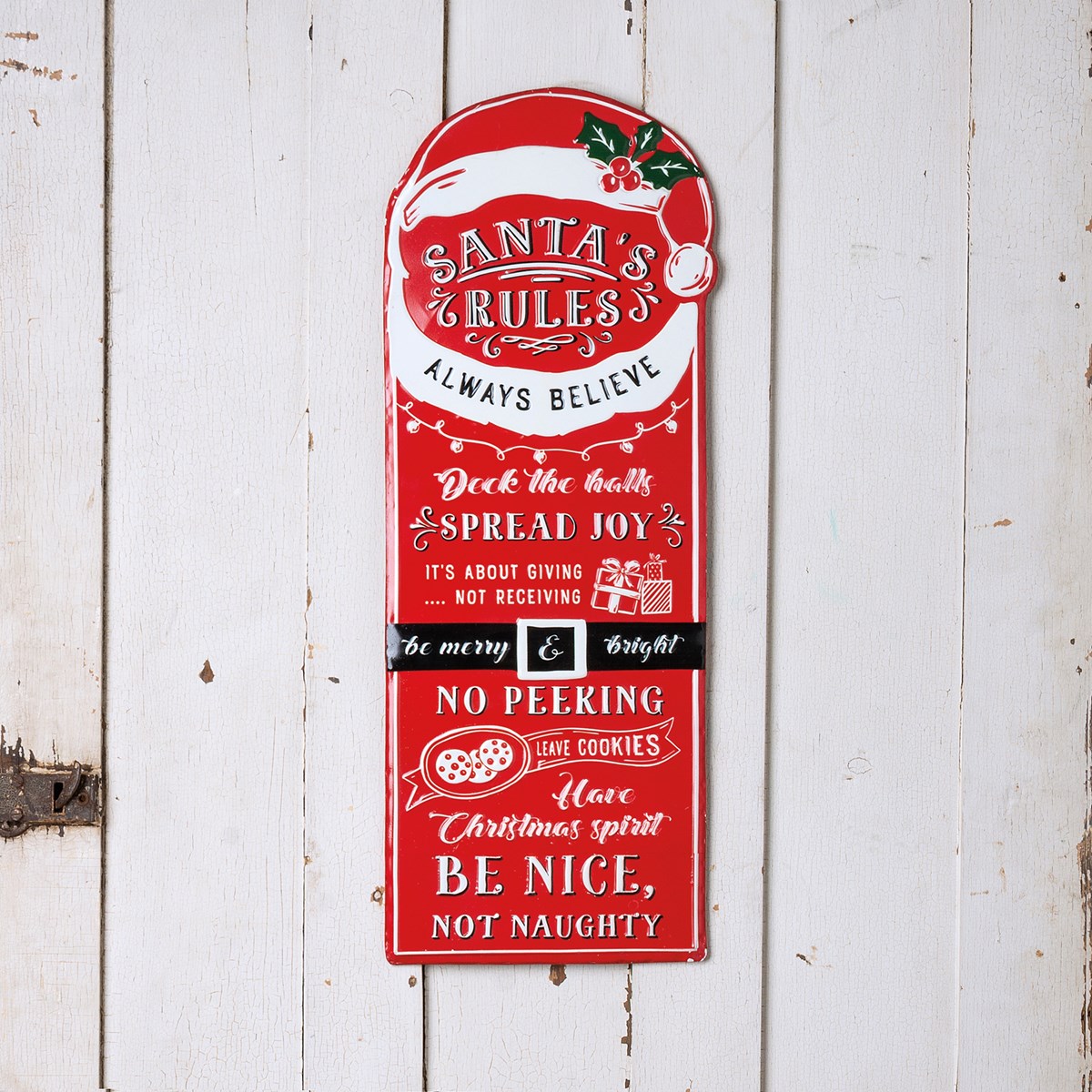 Santa's Rules Wall Decor - Metal