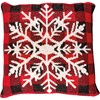 Red Buffalo Check Snowflake Pillow - Cotton, Zipper