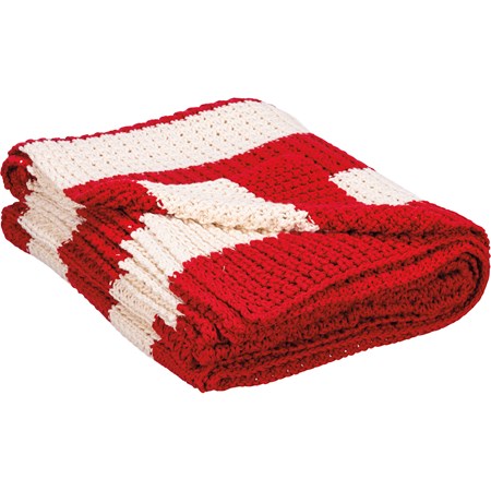 Throw - Red & White Striped - 50" x 60" - Cotton