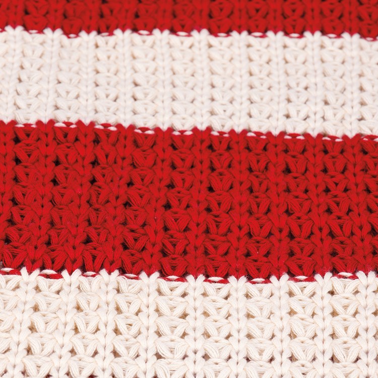 Red And White Striped Throw Blanket - Cotton