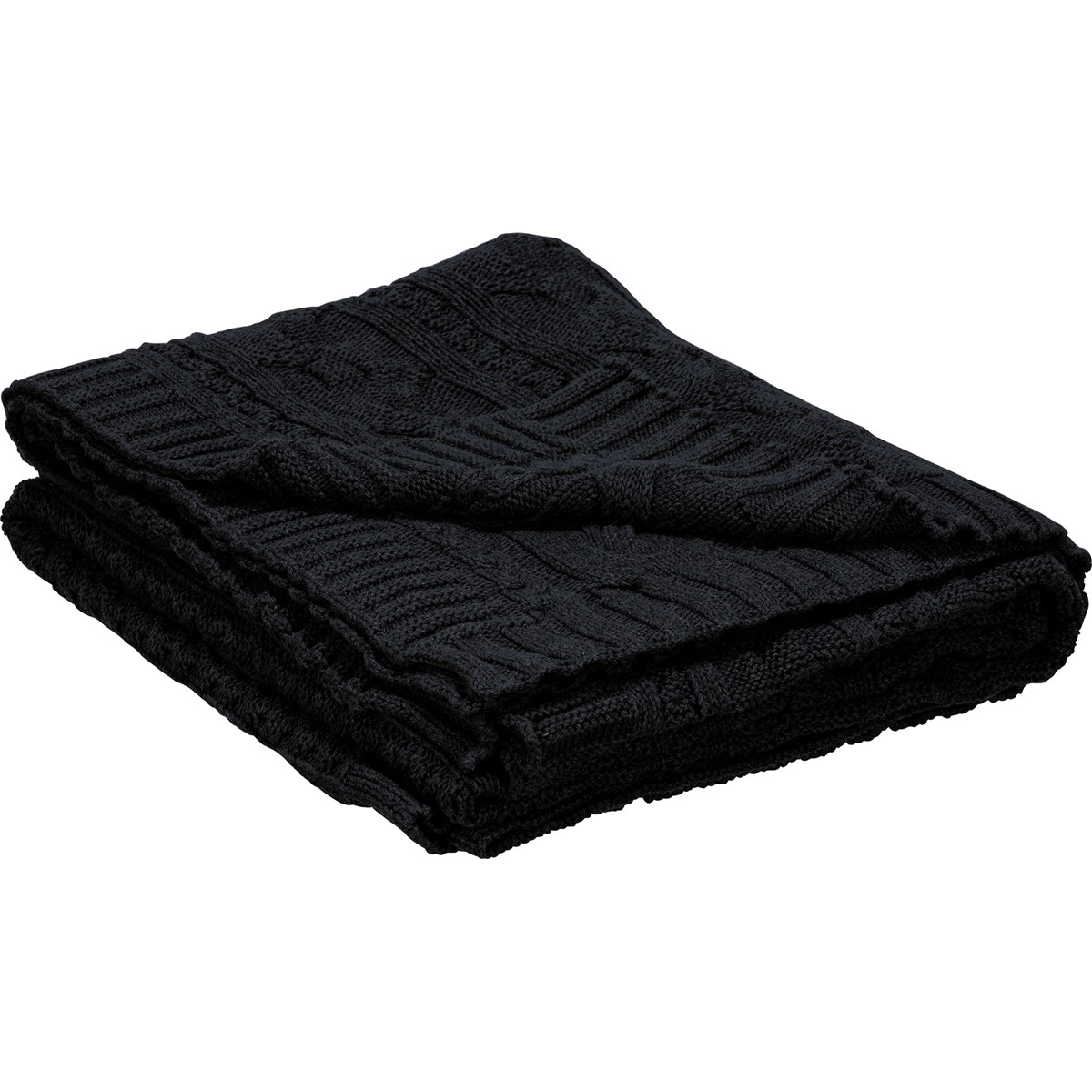 Cable Knit Black Throw Blanket - Cotton