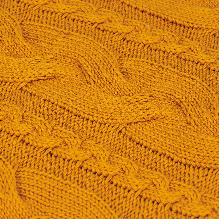 Throw - Cable Knit Saffron - 50" x 60" - Cotton