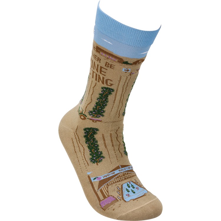 Socks - I'd Rather Be Wine Tasting - One Size Fits Most - Cotton, Nylon, Spandex