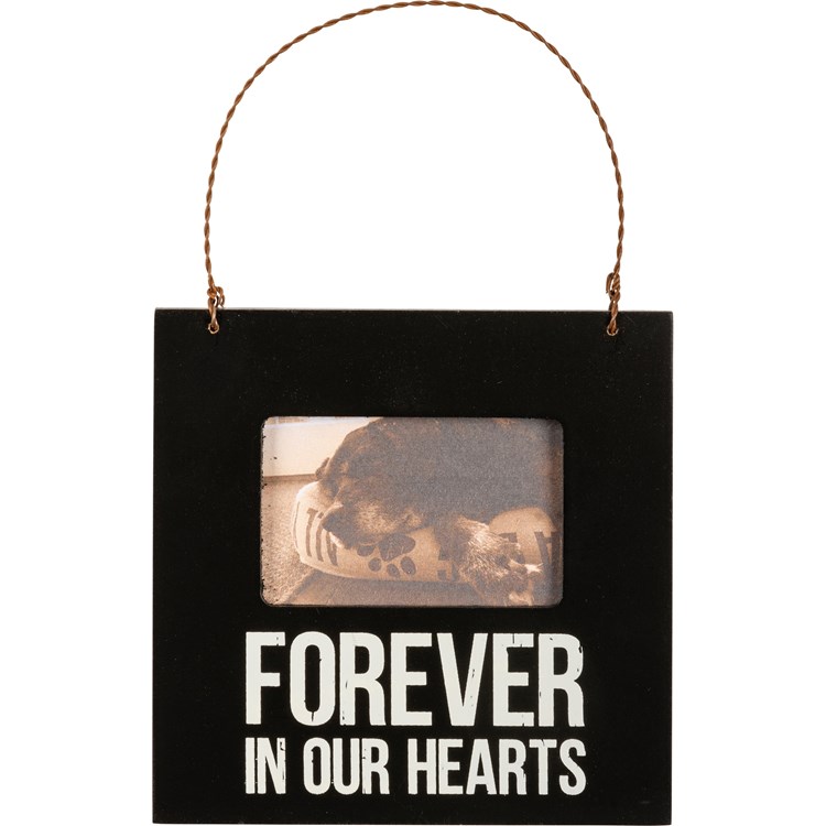 Mini Frame - Forever In Our Hearts - 4.50" x 4.50" x 0.25", Fits 3" x 2" Photo - Wood, Plastic, Wire, Magnet