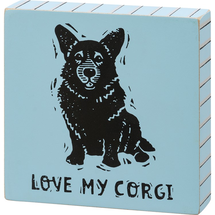 Love My Corgi Block Sign - Wood