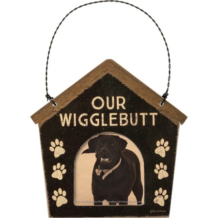 Mini Frame - Our Wigglebutt - 4.50" x 4.50" x 0.25", Fits 3" x 2" Photo - Wood, Paper, Plastic, Wire, Magnet