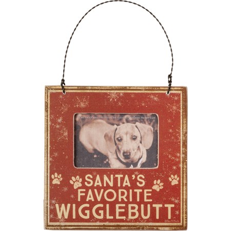 Santa's Favorite Wigglebutt Mini Frame - Wood, Paper, Plastic, Wire, Magnet