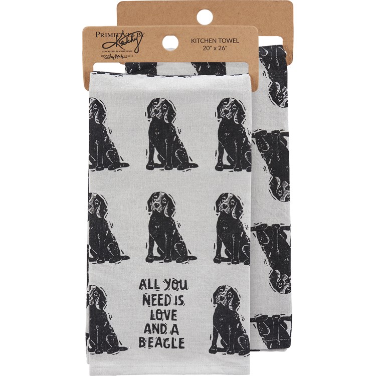 Love And A Beagle Kitchen Towel - Cotton