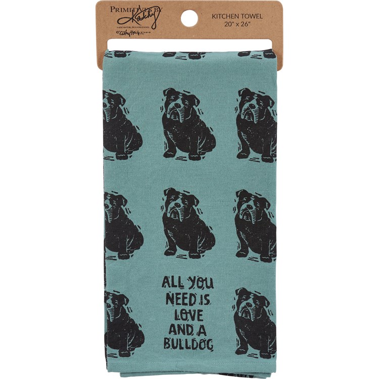 Love And A Bulldog Kitchen Towel - Cotton