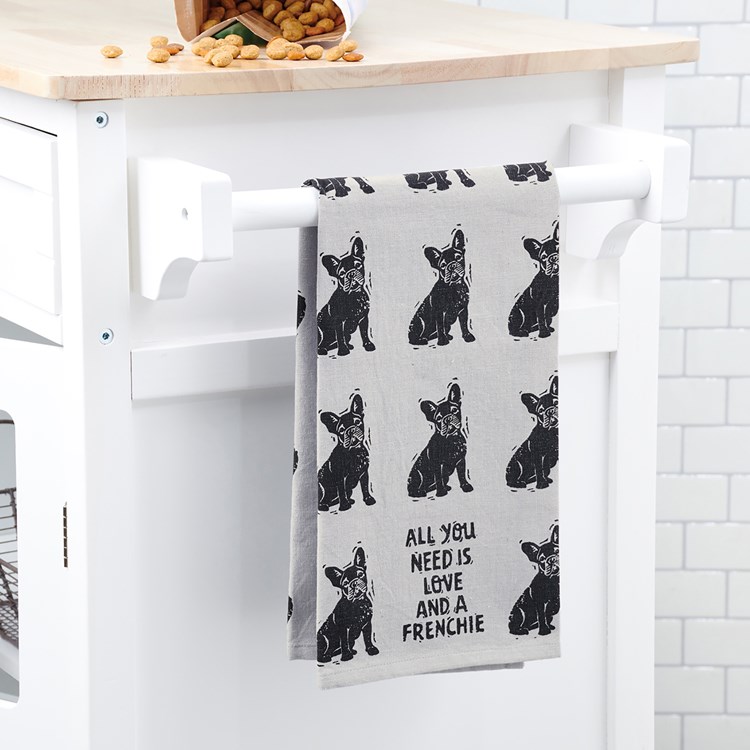 Love And A Frenchie Kitchen Towel - Cotton