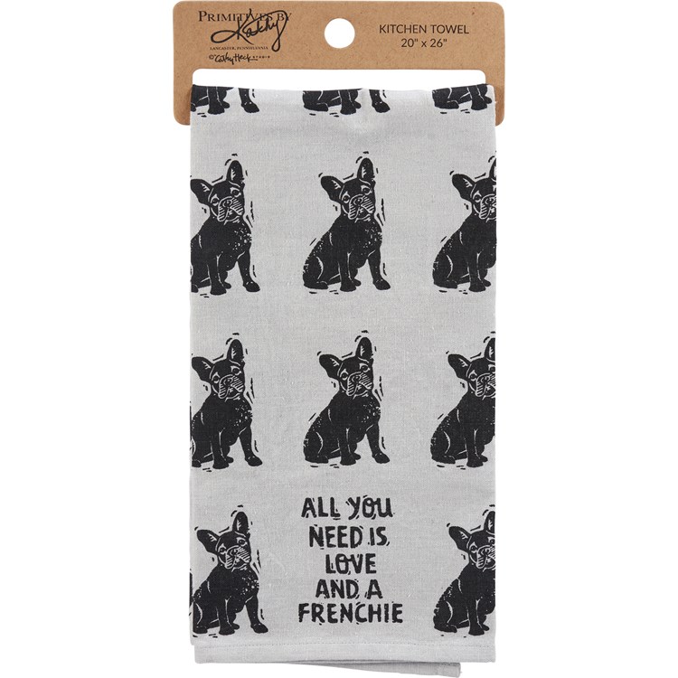Love And A Frenchie Kitchen Towel - Cotton