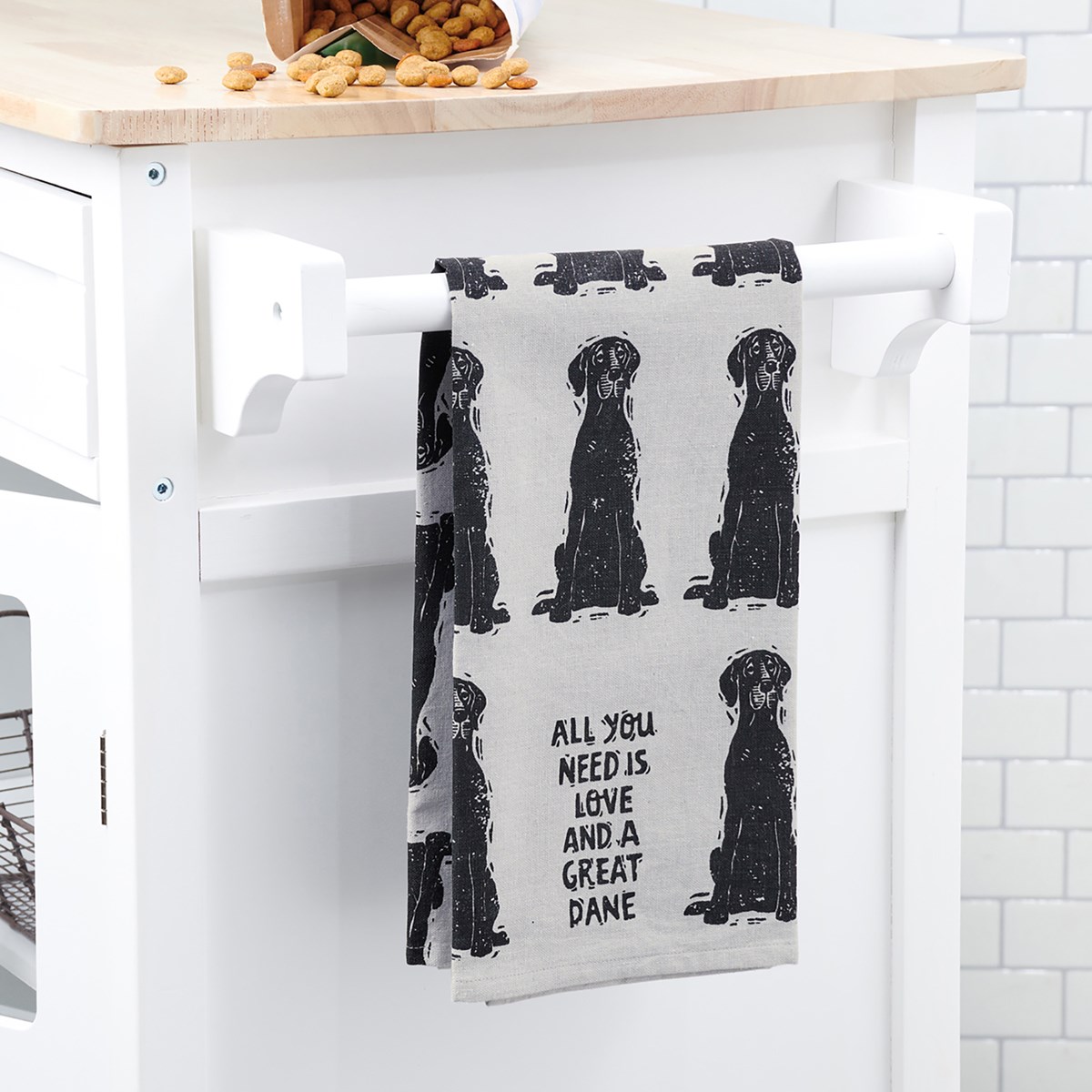 Love And A Great Dane Kitchen Towel - Cotton