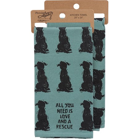 Love And A Rescue Kitchen Towel - Cotton